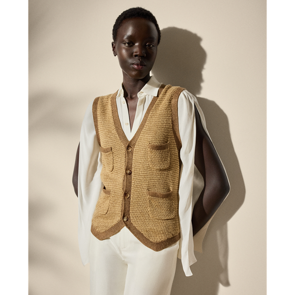 Pull débardeur tweed de lin et de soie - Collection - Modalova
