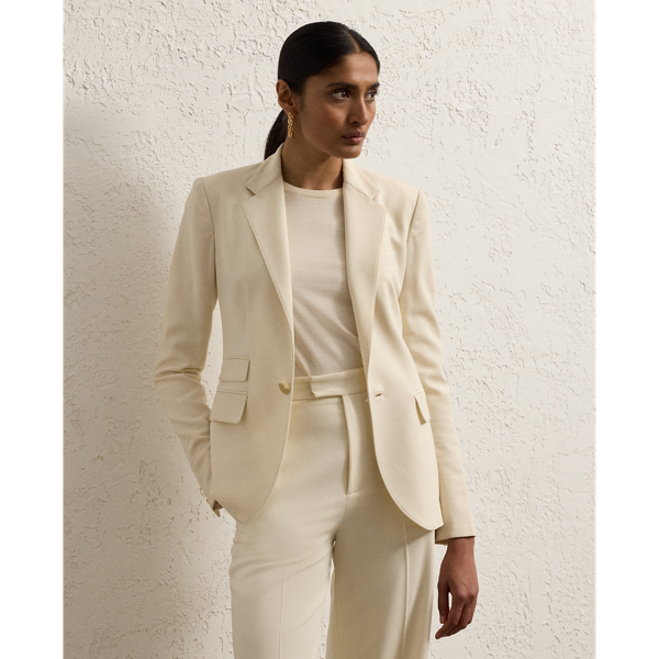 Shop Polo Ralph Lauren Parker Wool Crepe Jacket In Lux Cream