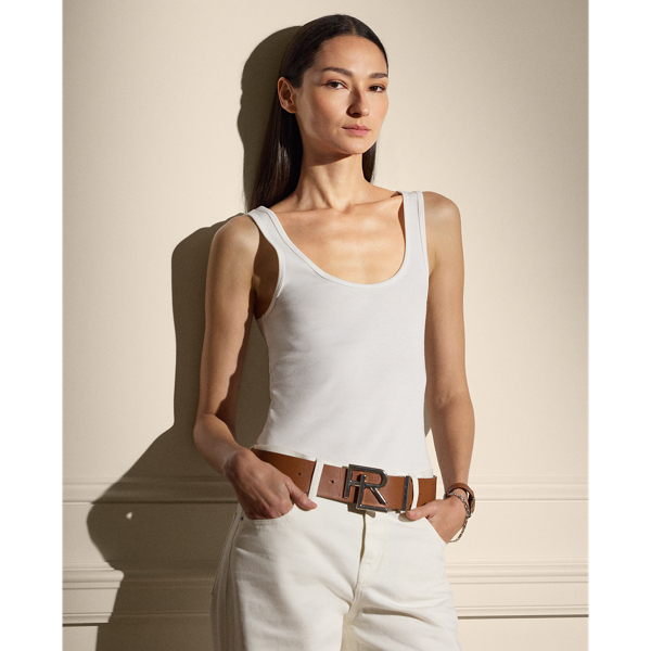 Polo Ralph Lauren Ellis Rib-knit Cotton-blend Tank Top In Optic White
