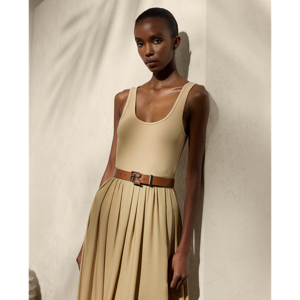 Polo Ralph Lauren Ellis Rib-knit Cotton-blend Tank Top In Lux Tan