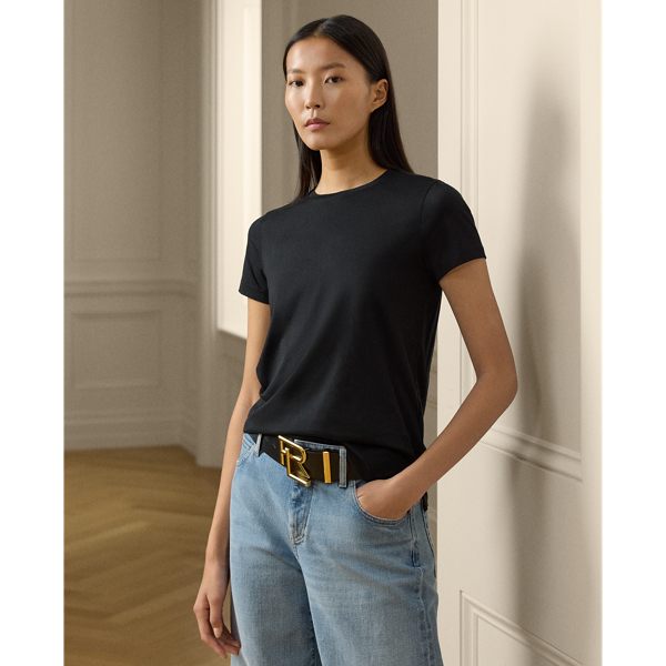 Polo Ralph Lauren Hallie Cotton Jersey Tee In Black
