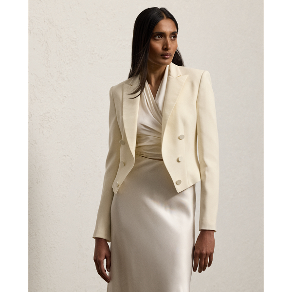 Polo Ralph Lauren Spencer Wool Crepe Tuxedo Jacket In Lux Cream