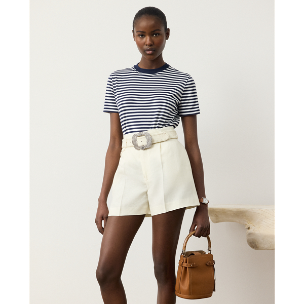 Ralph Lauren Hallie Striped Cotton Jersey Tee In Blue