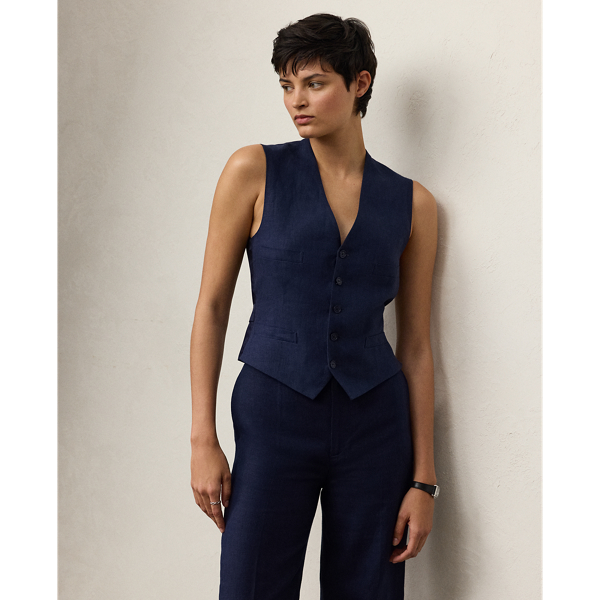 Polo Ralph Lauren Jaiden Linen Vest In Lux Navy