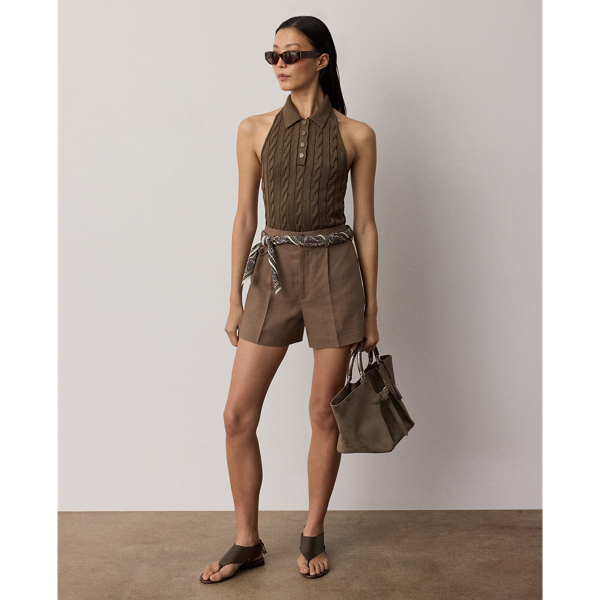 Ralph Lauren Denise Linen Short In Portobello In Brown