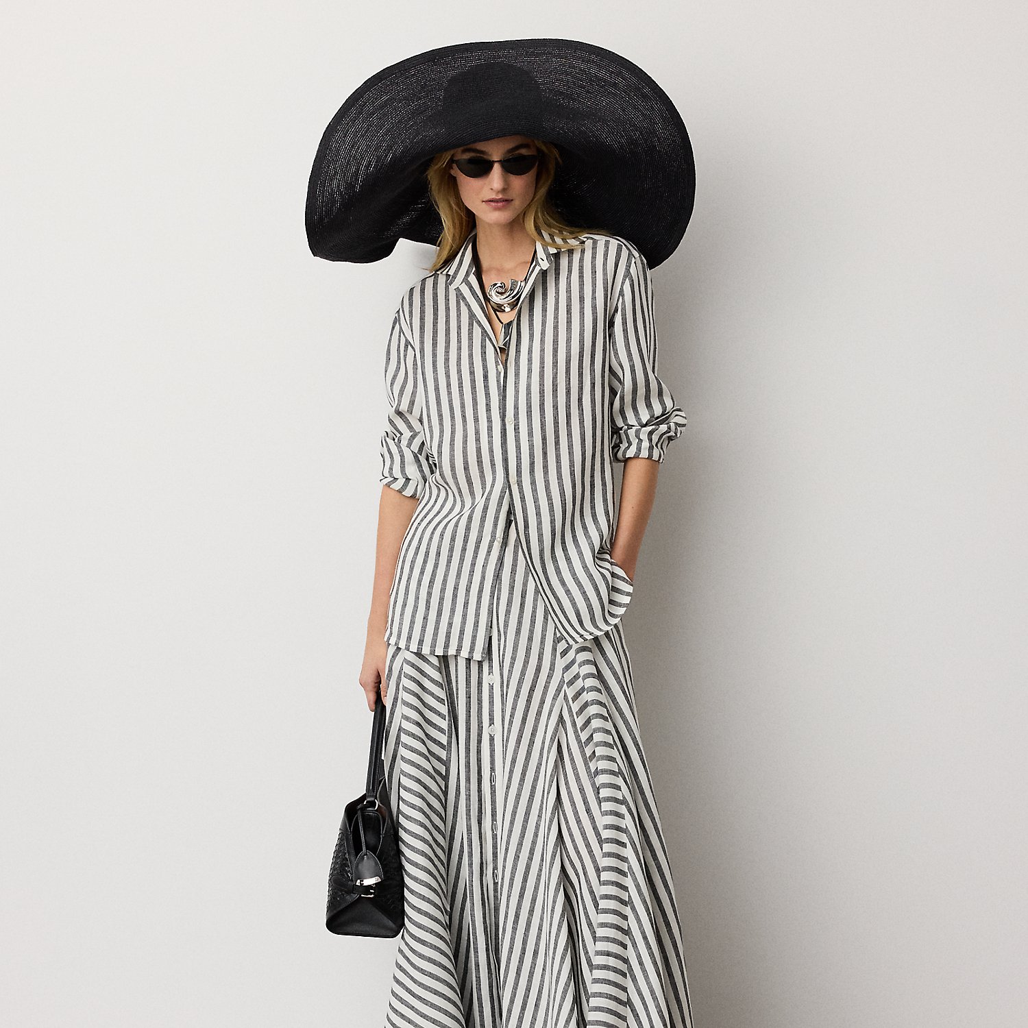 Shamus Striped Linen Maxi Skirt