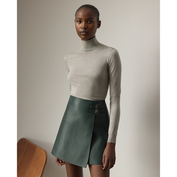 Ralph Lauren Stretch Silk Jersey Mockneck Sweater In Gray