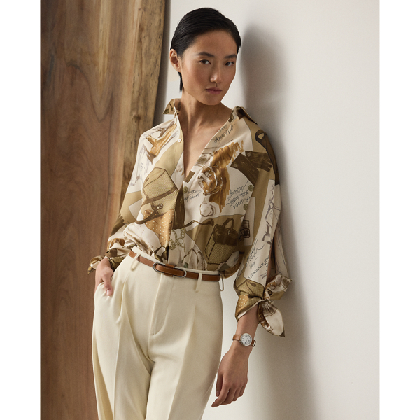 Ralph Lauren Karen Diary-print Silk Twill Blouse