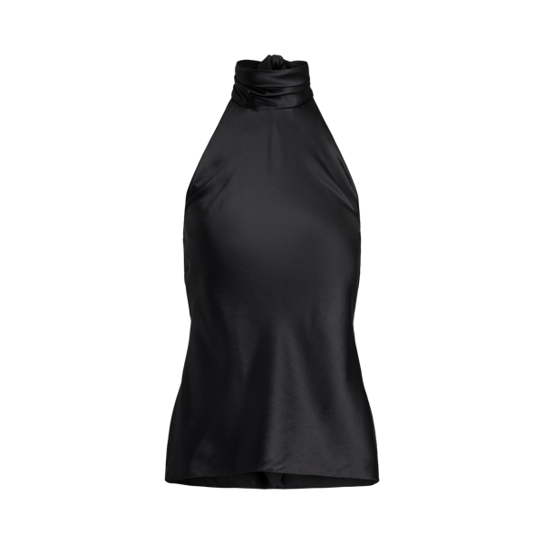Ralph Lauren Chilton Stretch Silk Charmeuse Top In Black