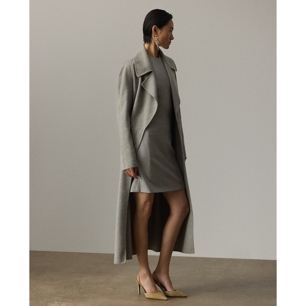 Ralph Lauren Kacey Mélange Cashmere Wrap Coat In Gray