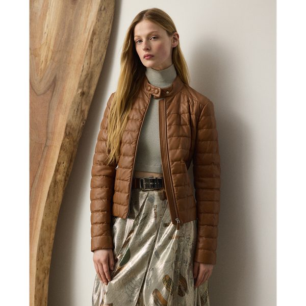 Ralph Lauren Roslin Quilted Lambskin Down Coat In Brown