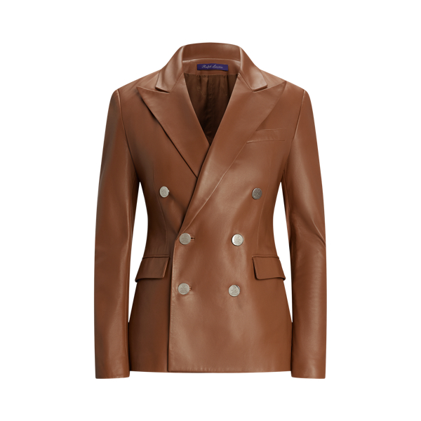 Debuted as a men's sporting style in 19th-century Britain, the double-breasted jacket is one of  Ralph Lauren Lauren's enduring signatures. Accented with our "RL" and crown-engraved polished buttons, this version of the iconic Camden is crafted in Italy from supple nappa lambskin and lined with a signature jacquard fabric.