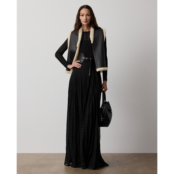 Ralph Lauren Judith Silk-blend Sweater Evening Dress In Black