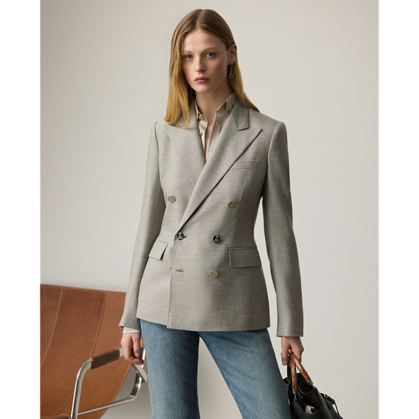Debuted as a men's sporting style in 19th-century Britain, the double-breasted jacket is one of  Ralph Lauren Lauren's enduring silhouettes. This version of the iconic Camden is crafted from 100% broken-twill cashmere, which is yarn-dyed in the season's refined mélange colouring. Our signature polished buttons complete the look.