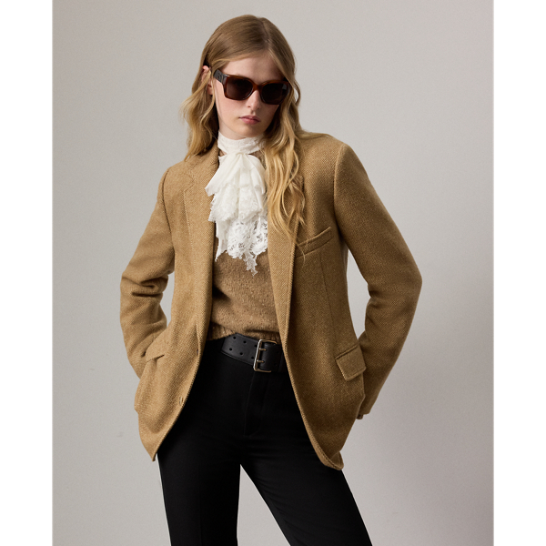 Ralph Lauren Collection Eli Basket-weave Tweed Jacket In Brown