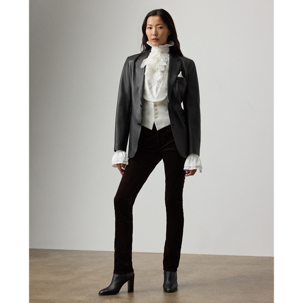Ralph Lauren Seth Stretch Velvet Pant In Black