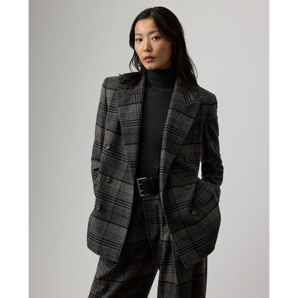 Ralph Lauren Kent Double-breasted Checked Wool Blazer In Multi