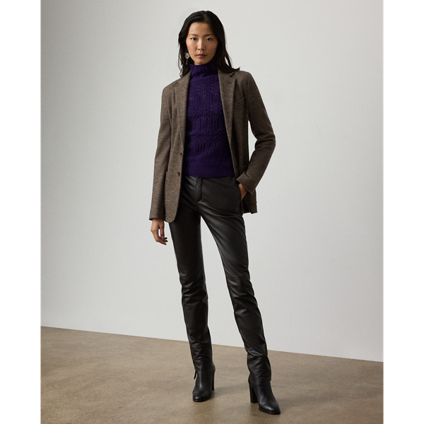 Ralph Lauren Richie Lambskin Pant In Black