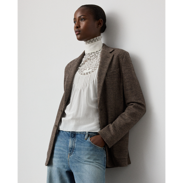 Ralph Lauren Hailey Tick-weave Wool Jacket In Brown