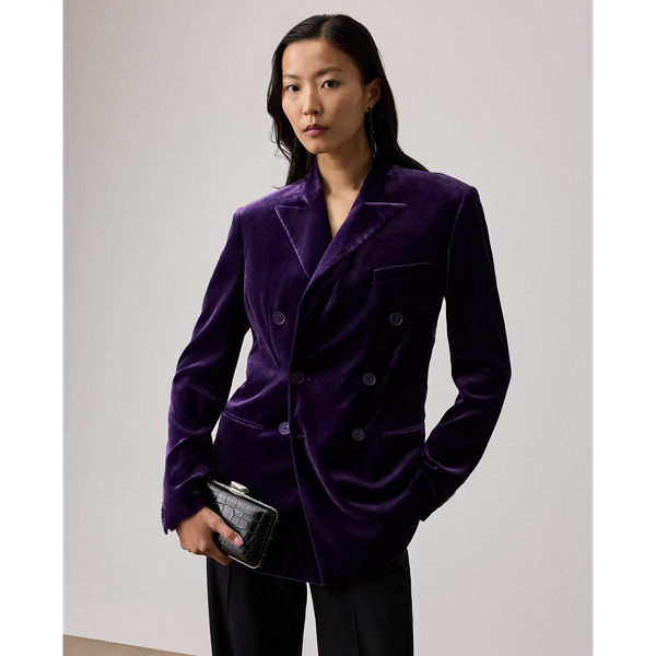 Ralph Lauren Ansley Stretch Velvet Jacket In Purple