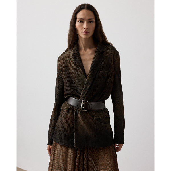 Ralph Lauren Lilianna Paisley Velvet Devoré Jacket In Brown