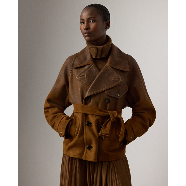 Ralph Lauren Eldridge Lambskin Moto Jacket In Brown