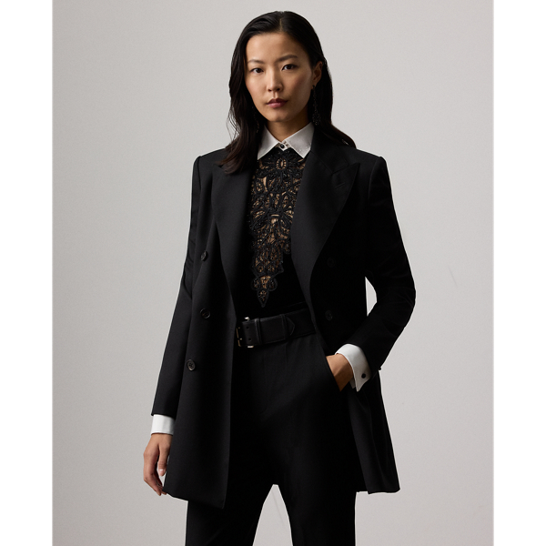 Ralph Lauren Varick Grain De Poudre Jacket In Black