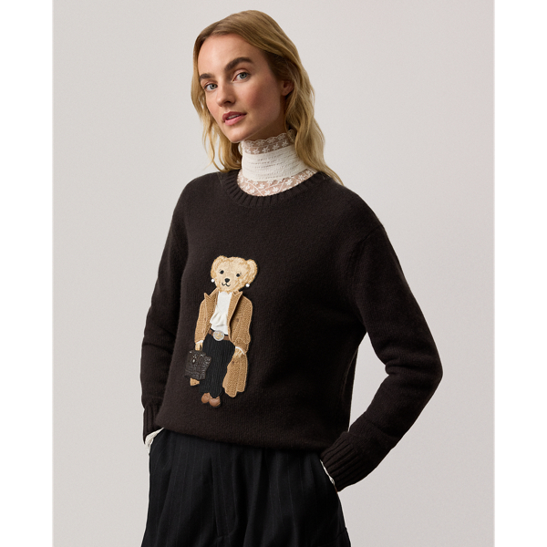 For Autumn 2025, Mr Lauren was inspired by the intricate beauty of Victorian-era designs, which is evident in the season's Autumn Polo Bear cashmere jumper. Four specialised technicians created the Polo Bear patch using a mix of embroidery techniques and a collection of highly considered materials, including a rich wool blend for the coat, soft cotton-and-silk voile for the blouse, wool flannel for the trousers, faux leather for the shoes and belt and dry-cleanable lambskin for the Ricky bag. Additional details, including embroidered neck lace and a special thread technique for the pinstripes and rodeo buckle, nod to the season's focus on the finer details.