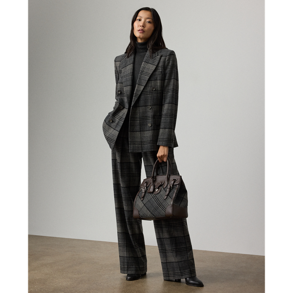 Ralph Lauren Jody Plaid Wool Pant In Black