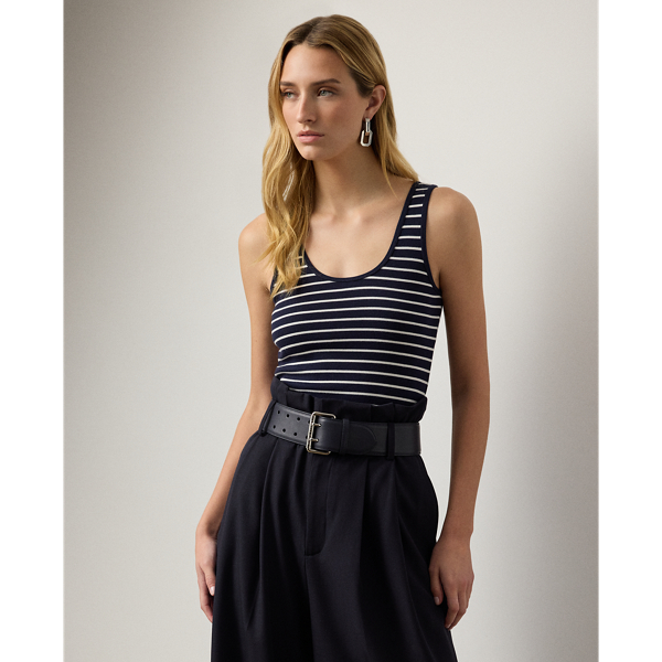 Ralph Lauren Ellis Rib-knit Striped Tank Top In Multi