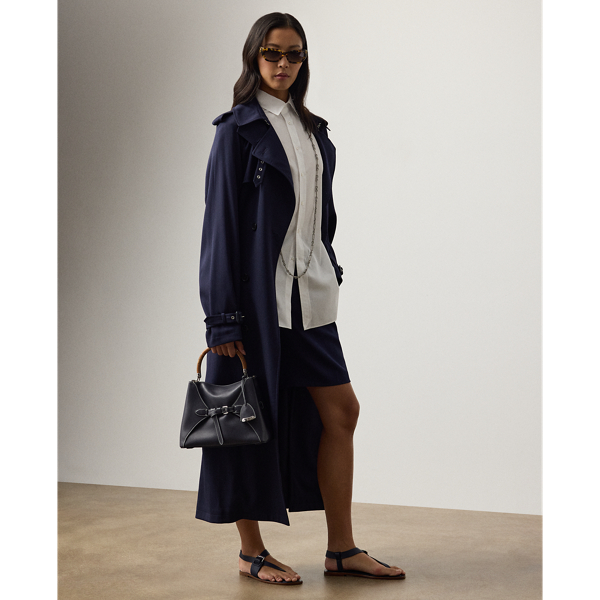 Ralph Lauren Alecia Wool-blend Gabardine Trench Coat In Black