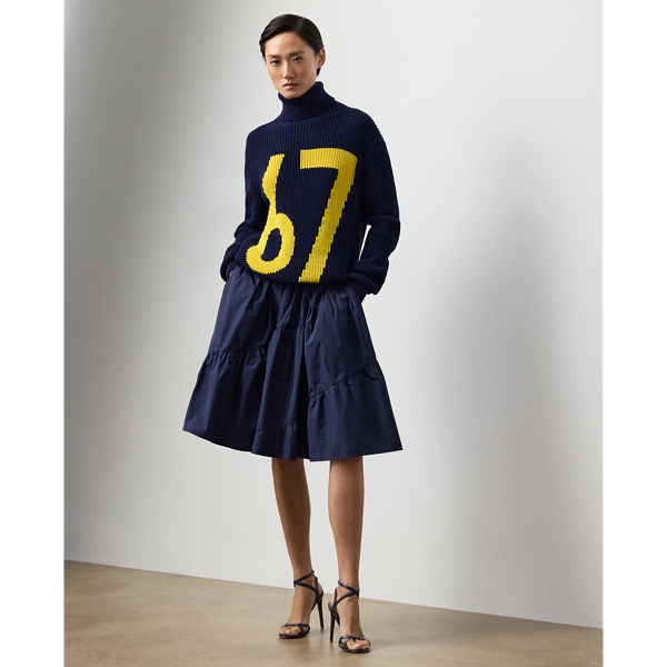 Ralph Lauren Kyle Featherweight Taffeta Skirt In Blue