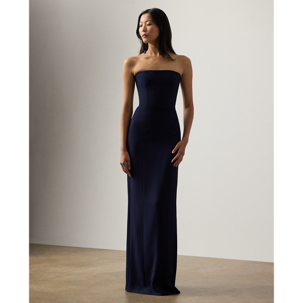 Ralph Lauren Shelly Silk Cady Evening Dress In Blue