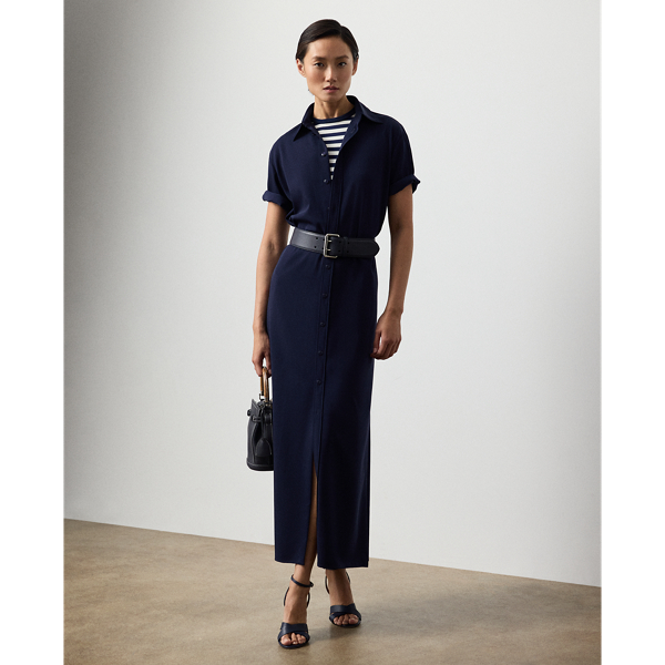 Ralph Lauren Carol Wool Gabardine Day Dress In Blue