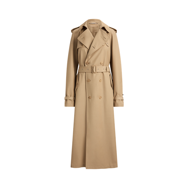Ralph Lauren Alecia Wool Gabardine Trench Coat In Icon Tan