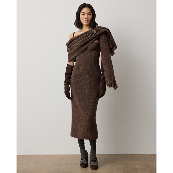 Jocey Wool-Blend Donegal Tweed Day Dress