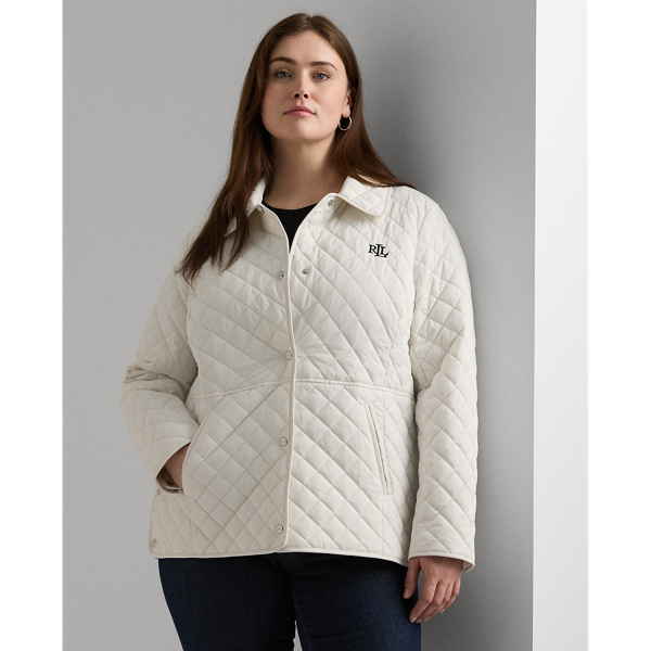 Shop Lauren Woman Diamond-quilted Jacket In White