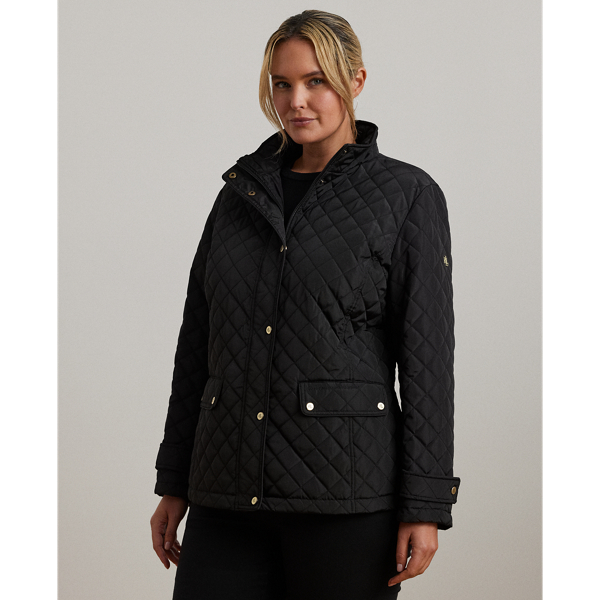 Lauren Woman Diamond-quilted Mockneck Jacket In Black