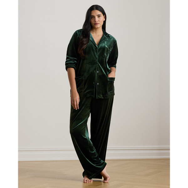 Lauren Woman Ralph Lauren Velvet Sleep Set In Green