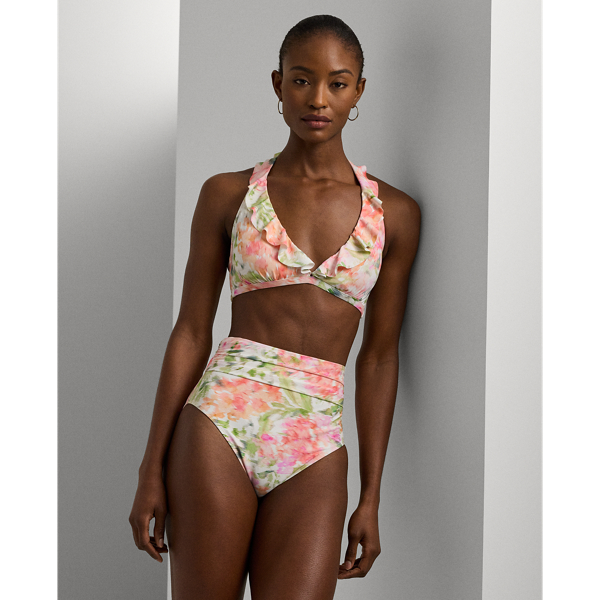 Shop Lauren Ralph Lauren Floral High-waisted Bikini Bottom In Multi Floral