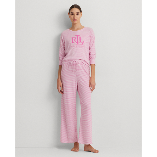 Laurèn Striped Cotton-blend Jersey Pyjama Set In Pink