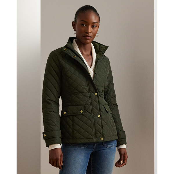 Ralph Lauren Diamond-quilted Mockneck Jacket In Litchfield Loden