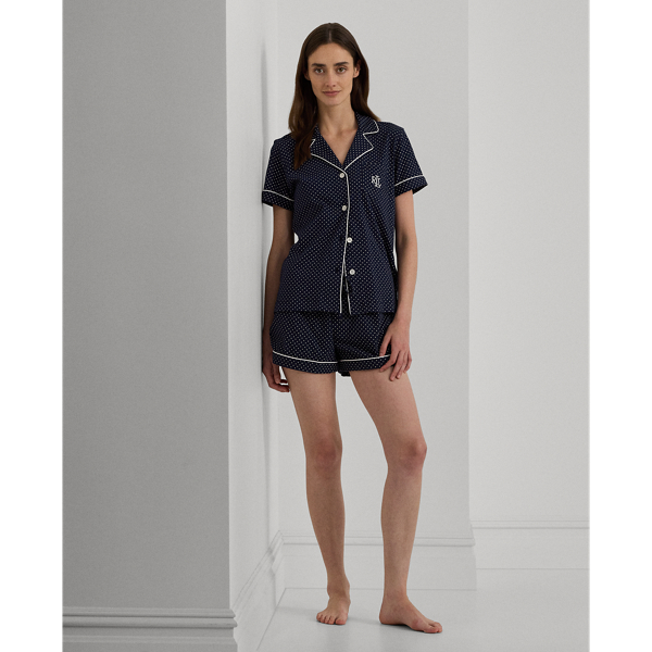 RALPH LAUREN POLKA-DOT COTTON JERSEY BOXER SLEEP SET 