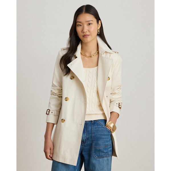 Double-Breasted Cotton-Blend Trench Coat