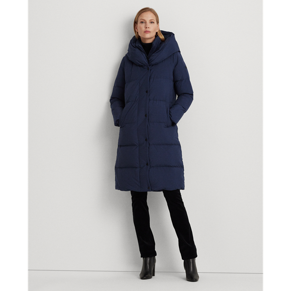 Ralph Lauren Oversize-collar Quilted Down Coat In Navy