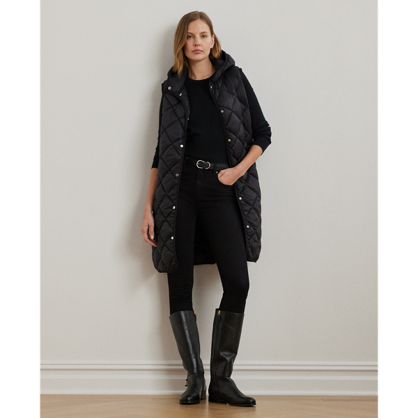 Ralph Lauren Diamond-quilted Hooded Vest In Black