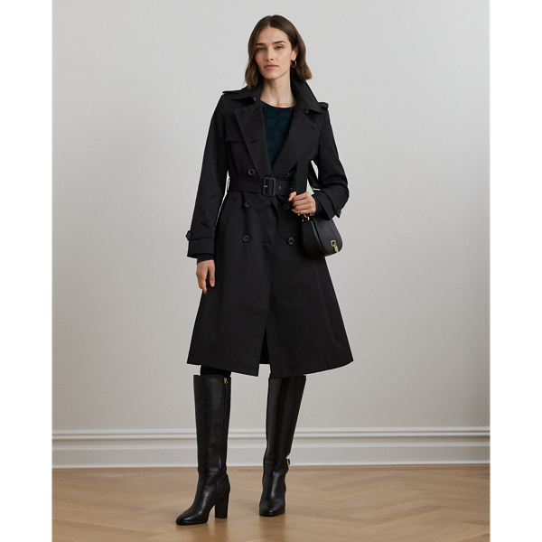 Ralph Lauren Double-breasted Cotton-blend Trench Coat In Black