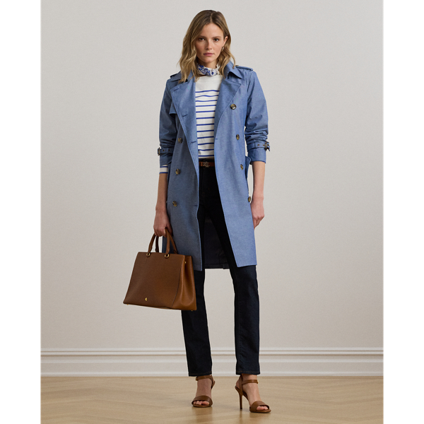 Ralph Lauren Double-breasted Chambray Trench Coat