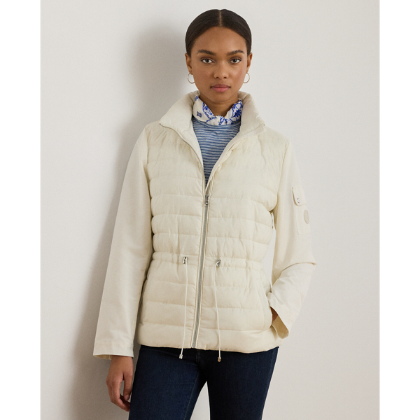 Designed with a stowaway hood that tucks into its funnelneck, this versatile puffer jacket features an insulated channel-quilted construction and a drawcord waist for the perfect cosy fit.