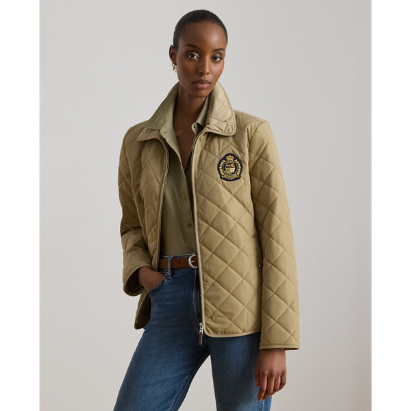 Crest-Patch Diamond-Quilted Jacket